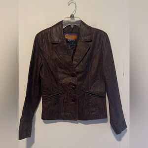 Cripple Creek Leather Etched Button Up Women’s Jacket 23
